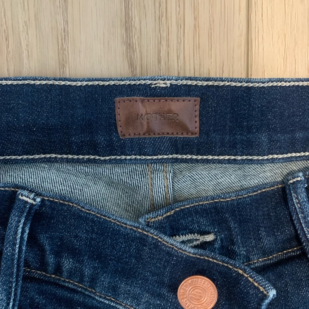 MOTHER Blue Classic Denim Jeans with Contrast Stitching